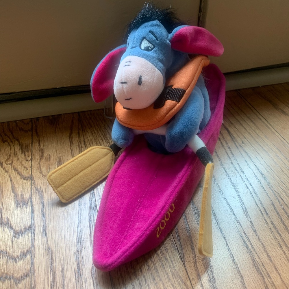 Disney Store Kayaking Eeyore Mini Bean Bag Plush Toy-Vintage